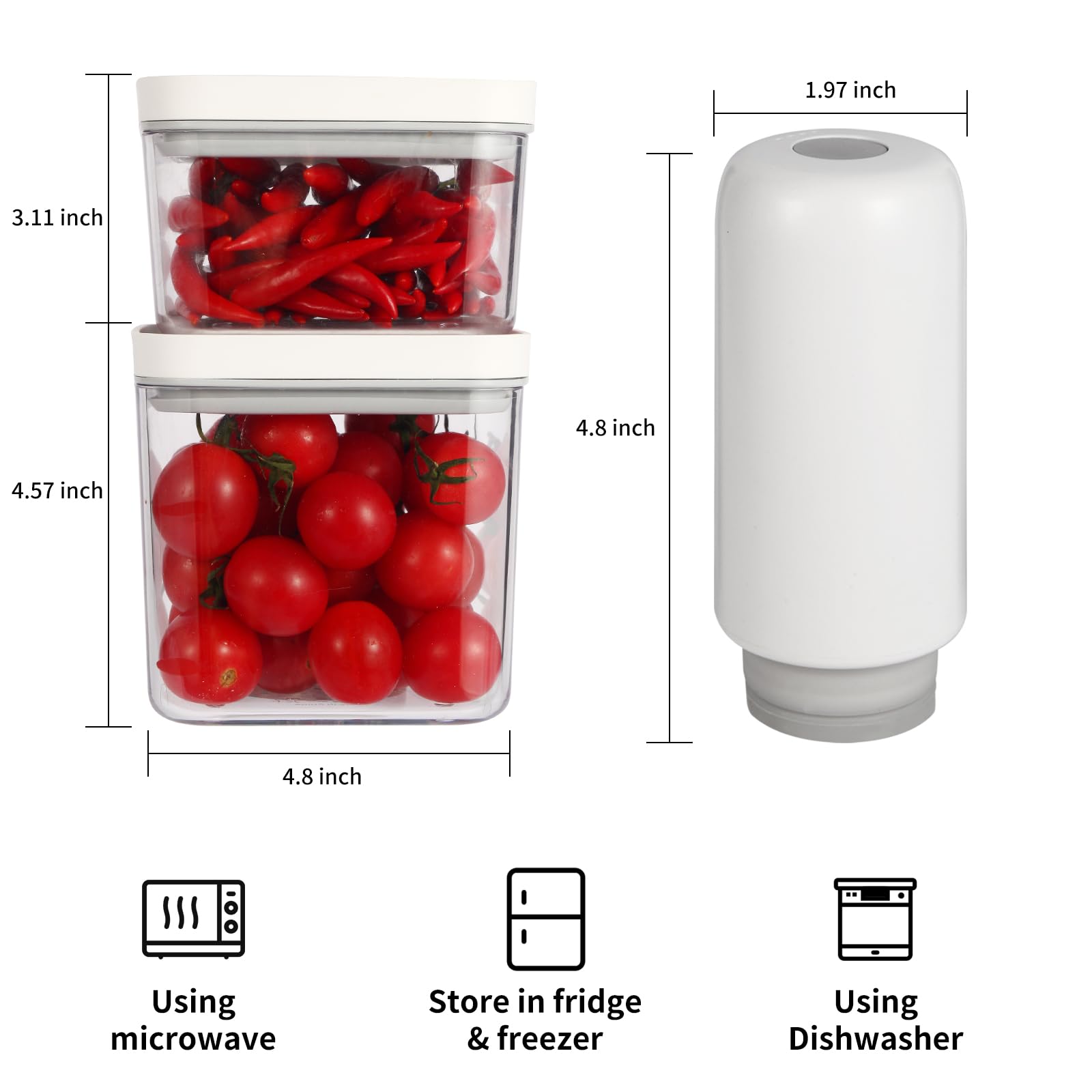 2025 New Handheld Vacuum Sealer for Food storage, Sous Vide and Meal Prep. 1 vacuum machine 2 compact containers and 4 reusable bags, 7-piece Set. Extending freshness up to 5 times longer