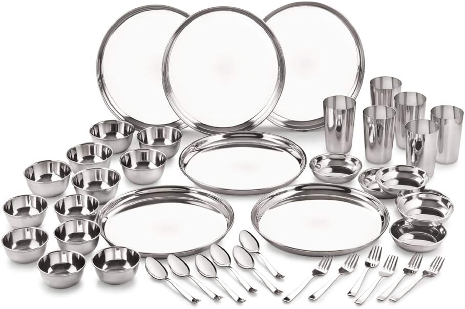 Buy Neelam Stainless Steel 24 Gauge Premium Dinner Set, 42 pcs, Silver
