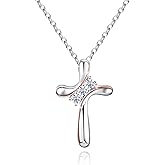 ACECHA Cross Necklace for Women, Dainty Silver Cross Pendant Necklaces, Faith Crucifix Jewelry Gift for Mom Wife for Christmas Birthday