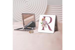 Flower Alphabet Series Portable Makeup Mirror, Foldable mini Handheld Mirror, Double-Sided flip Portable Square Contour Mirro