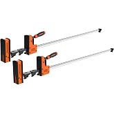 JORGENSEN 50-Inch Parallel Bar Clamps, 2-Pack Cabinet Master Bar Clamps | Heavy-Duty Wood Clamps, Clamps for Woodworking Glue-Up, 2200 lbs Clamping Force, Quick Release, Spreader Function