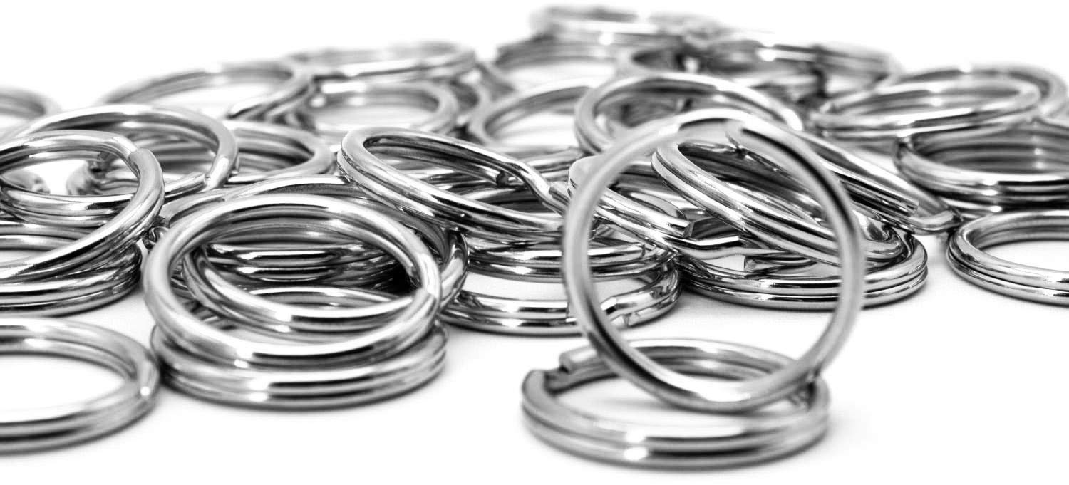 AKORD 50 Pcs Split Ring Connector Keychain with Nickel Plated Keys Holder, 20 mm