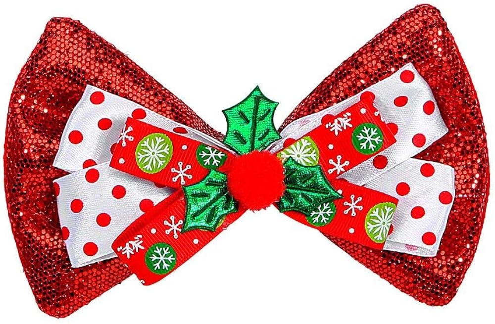WIDMANN 09691 - Christmas Bow Tie with Glitter, Unisex Adult, Santa Claus, Carnival, Theme Parties, Red Color