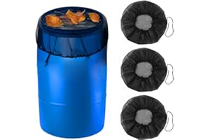YSGLORY 3 Pack Rain Barrel Cover 37.4 Inch Mesh Cover for Rain Barrel Water Collection Buckets Tank Protector with Drawstring Rain Barrel Netting Screen for Outdoor Garden, Black