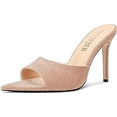 TNYNFBEB Womens Stiletto High Heel Pointed Open Toe Sandals Mules Shoes Slingback Slip-on Prom Party Dress Summer 3.9 Inches Heels