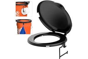 PAHTTO Portable Toilet Seat for 5 Gal Buckets, Camping Toilet with Lid for Adults, Snap-on Toilet Seat for Outdoor, Camping, Hiking, Emergency, Car, Boat (Black)