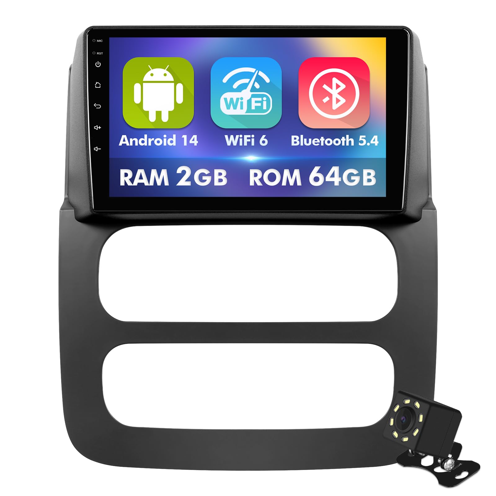 Photo 1 of 9 Inch IPS Touchscreen Android 14 Car Stereo for Dodge RAM 1500/2500/3500 2002-2006 with Wireless CarPlay & Android Auto 2+64GB Car Radio, Support GPS, WiFi 6, Bluetooth,5.4, FM Radio, Backup Camera