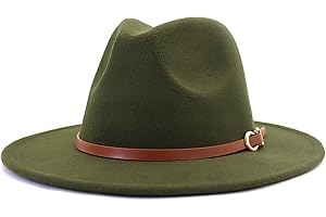 CCAKXCJJ Fedora Hats for Men Women Felt Jazz Hat Wide Brim Panama Hat with Belt Buckle