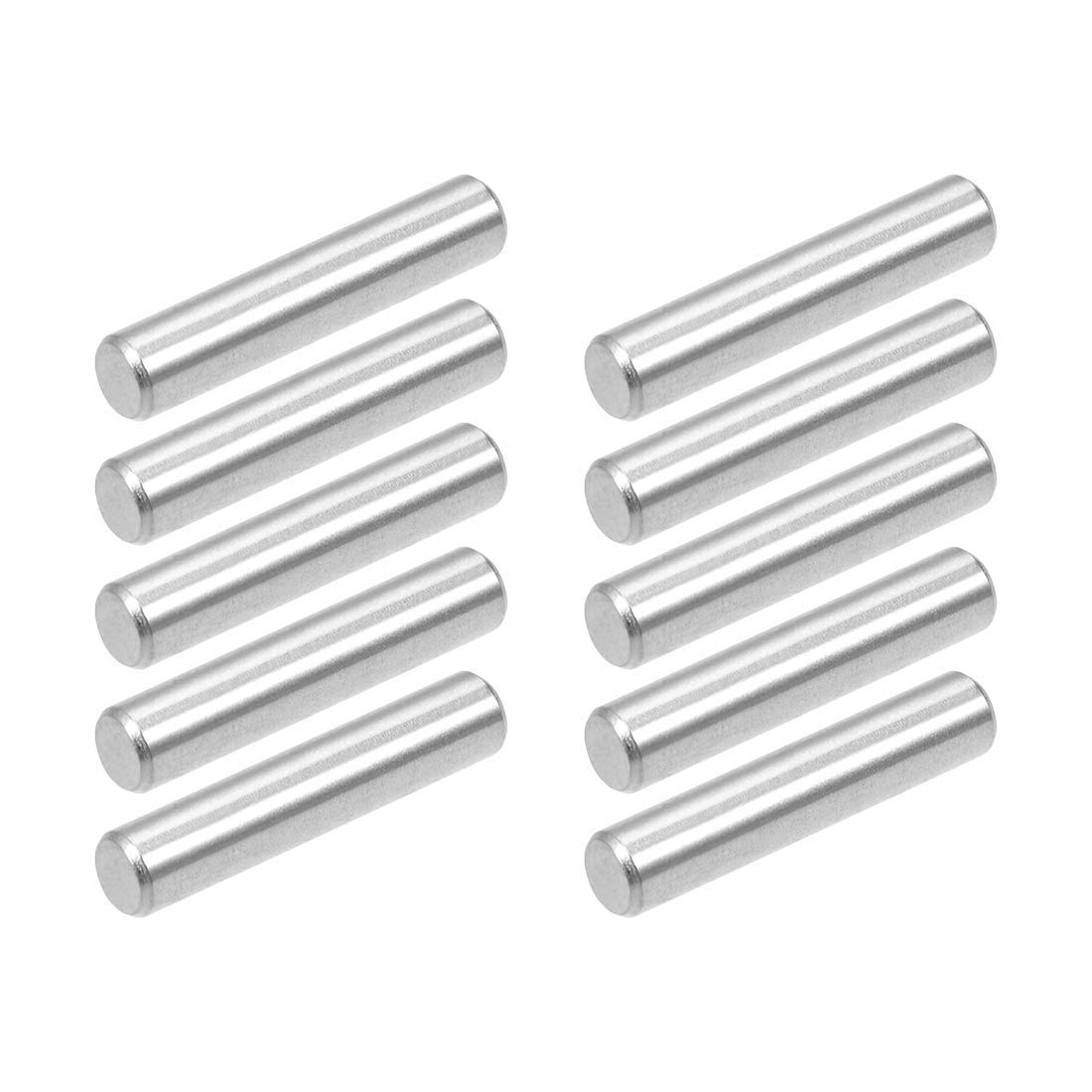 Stainless Steel Dowel Pins, 8mm x 30mm, Set of 10, Cylindrical, Silver