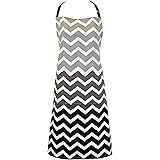 DII 100% Cotton, Trendy Chevron Ombre Unisex Chef Kitchen Apron, Adjustable Neck & Waist Ties, Machine Washable, Front Pocket