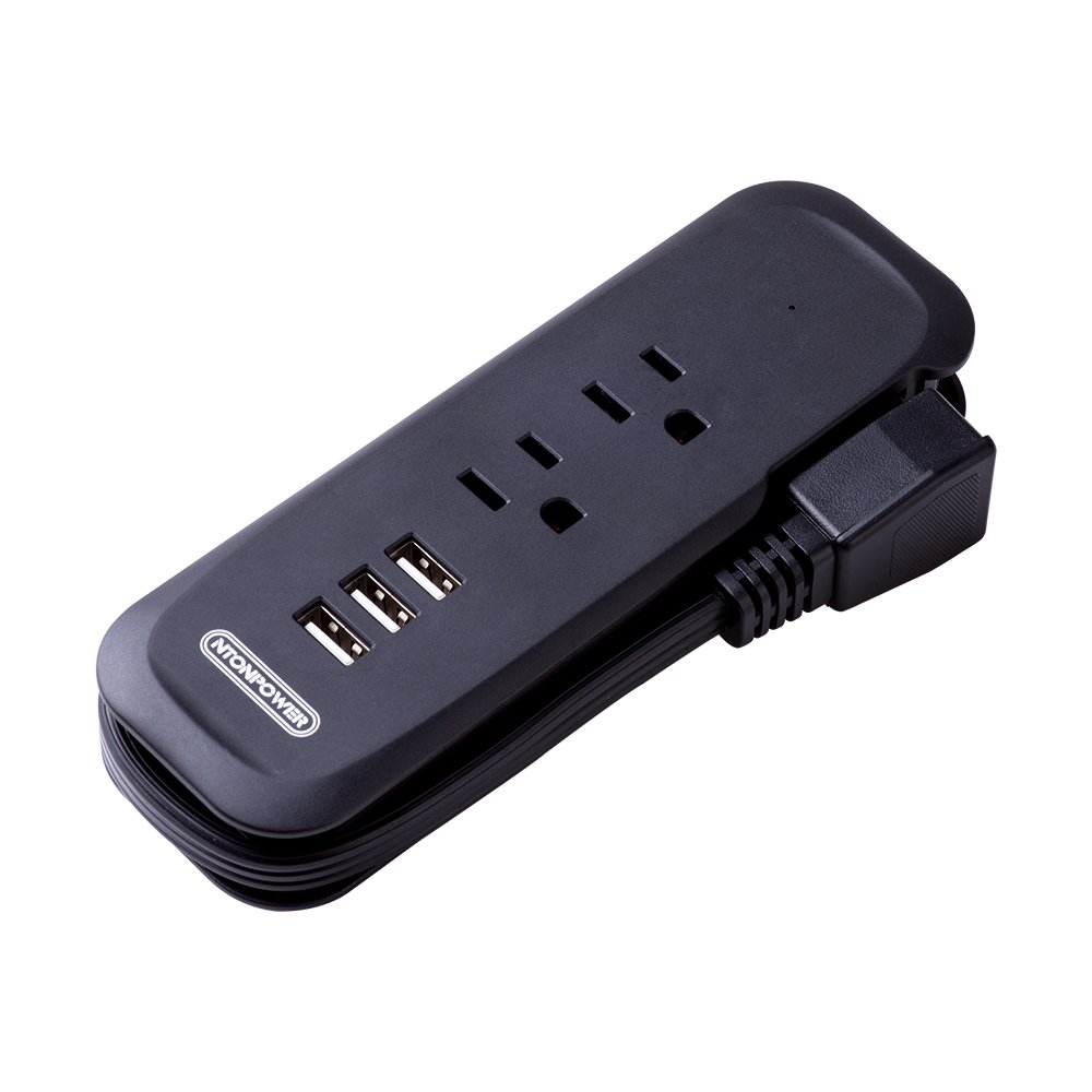 Mini Travel Charger 3Port USB Power Strip, 15 inches Short Extension