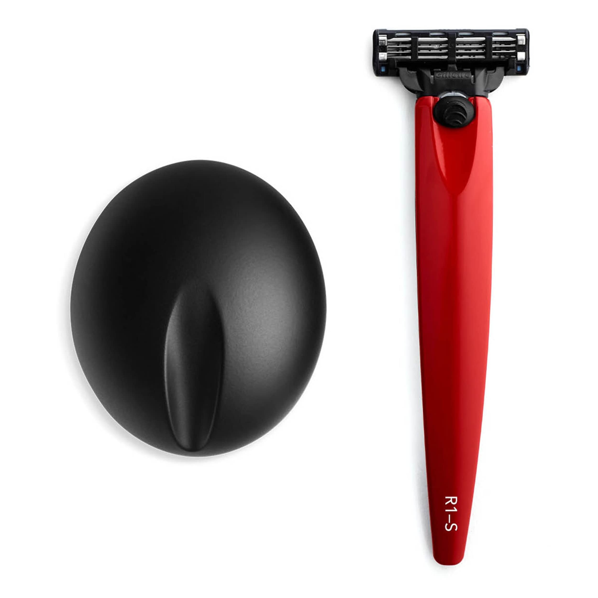 Bolin Webb Razor in Monza Red and Stand. Fitted with Gillette Mach3 Blade Cartridge. Luxury Razors for Men - Giftable R1 Style.