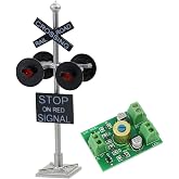 JTD876RP 1 Set HO Scale Railroad Train/Track Crossing Sign 4 Heads LED Made + Circuit Board Flasher-Flashing Red Train Signal Lights Decoration and Party