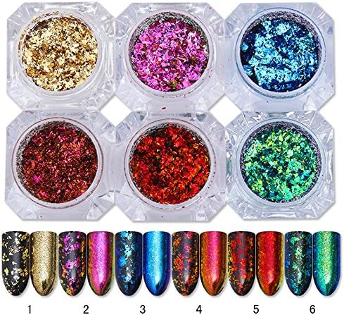 6 Boxes Chameleon Glitter Sequins Colorful Irregular Paillette Nail Flakies Powder Nail Art Manicure