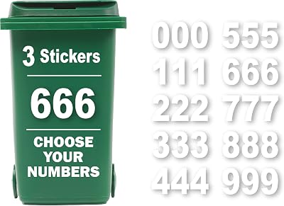 Rubigo 3 x Bin Numbers 0-9 Wheelie Bin Stickers 17.5cm Weatherproof Self