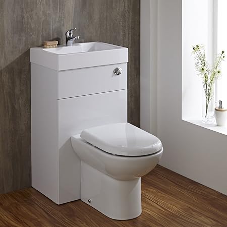 Hudson Reed WC-Kombination Splash 1 - Einteiliges WC mit Spülmechanismus im Wandschrank mit integriertem Aufsatzwaschbecken -