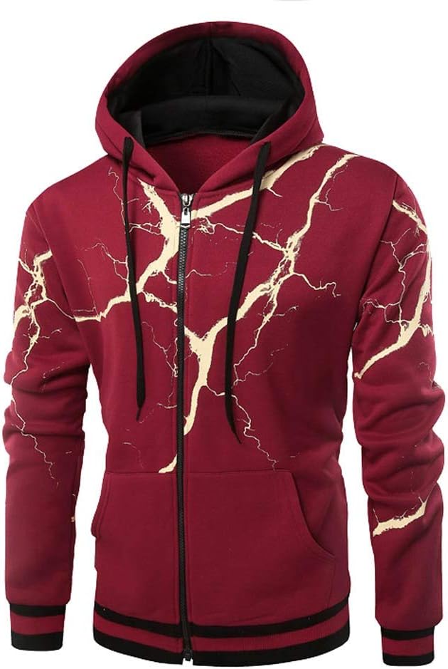 OSTELY Men's Hoodie, Autumn Winter Fashion Flash Printed Hooded Long SleeveTops Coat Outwear
