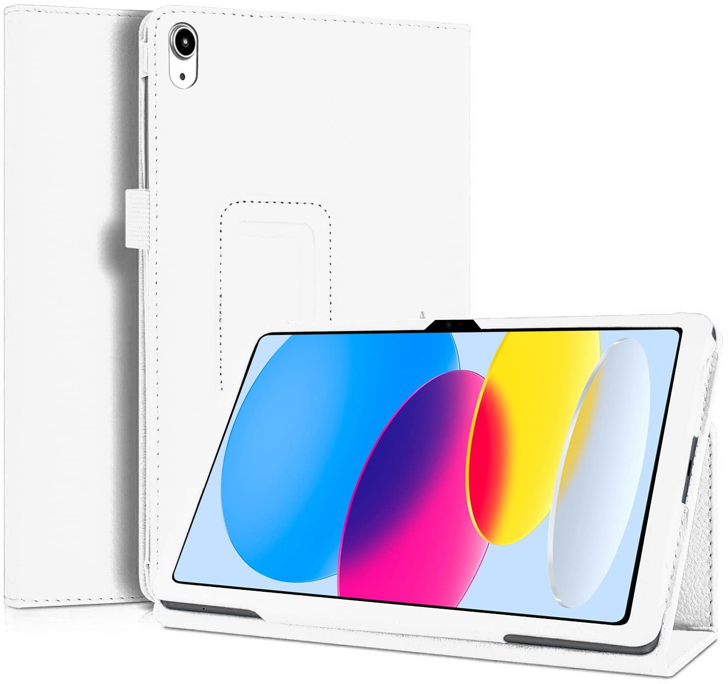 KONDUWANA 10.9 Inch iPad 10th Generation Case 2022 | Premium PU Leather Flip Case with Auto Wake/Sleep Feature (White)