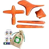Lungcha 4 Types, 5 Piece Set Traditional Thai Massage Reflexology Wooden Stick Tool (Set of 4 Types Body Hand Foot Massage)