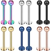 Ruifan 12-20PCS 20G Surgical Steel Labret Monroe Lip Ring Tragus Helix Earring Stud Piercing Jewelry