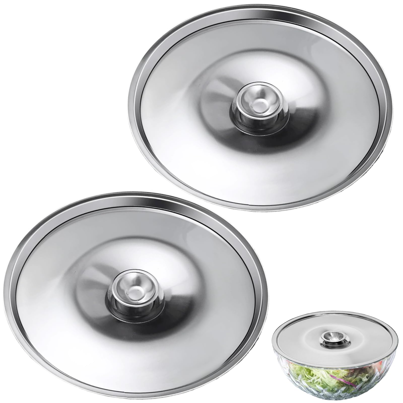 Photo 1 of 4 Inch Universal Pan Lid, 2Pcs Stainless Steel Bowl Cover, Small Pot Lid Milk Cookware Lid Replacement Accessories, 10cm