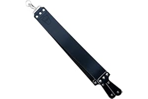 PARKER SAFETY RAZOR Parker Handmade Latigo Leather Strop for Straight Razor & Knife Sharpening – USA Made, Paddle Handle w/Brass Chicago Screws, Twin Canvas & Leather Straps (3″ × 27″) (BLACK)