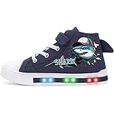 EUXTERPA Kids Toddler Sneakers Light Up Flashing Shoes Girls Boys Easy Fasten High Top Walking Canvas Sneaker