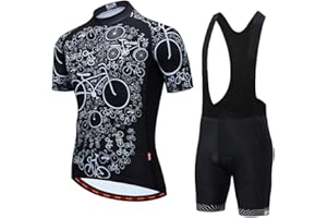 Uriah Men's Cycling Jersey Bib Shorts Black Set Short Sleeve Reflective with Rear Zippered Bag