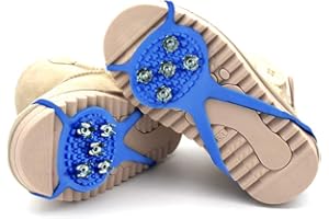 MILALOKO 1 Pair (Kids’ Size) Crampons,Traction Cleats,Spike for Winter Walking Safety,Shoe Grips on Ice、Snow for Children Girls and Boys,Kids' Size 8-10