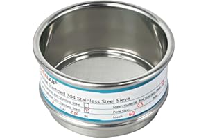 Full 304 Stainless Steel Mesh Sieve Screen, LVDALAB 60 Mesh (0.3mm) Aperture, 2.4inch(6CM) Dia Standard Sample Analysis Test Sieves Sifters Strainer for Industrial Laboratory Homes