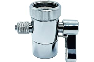 ZIGZAGSTORM Kitchen Sink Faucet Water Filter Diverter Valve for Push on 1/4 inch Tubing Replacement Part Adapter with M22 X M24 Connector,Brass Body,Chrome Plated Made In Taiwan