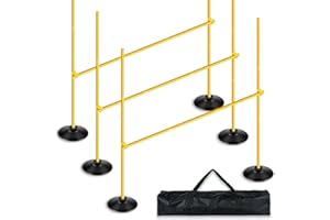 AKABIKE Agility Training Poles Set (Rubber Base with 3.3ft/1m to 4.9ft/1.5m Poles)