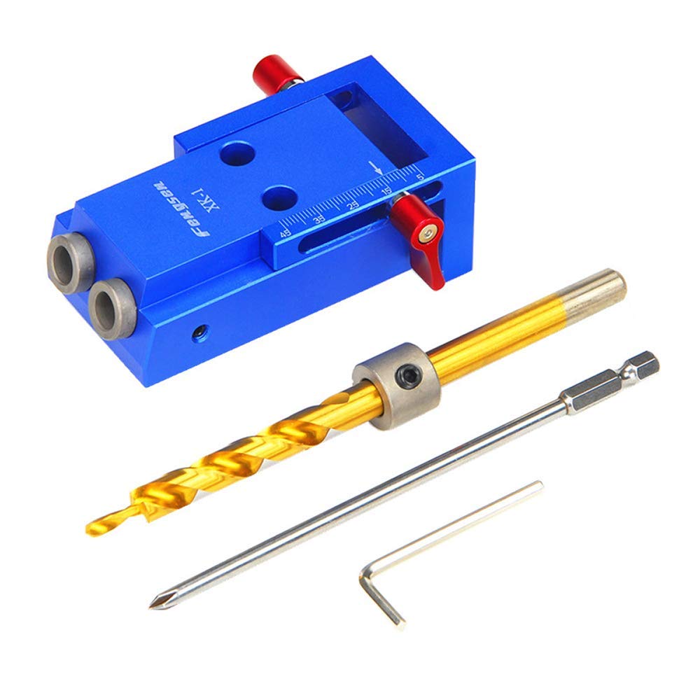 XK-1 2 Holes Oblique Hole Puncher Hole Jig Locator Woodworking Punch Oblique Hole Locator Set Blue