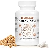 QualExis Nattokinase Supplement 12000 FU &ndash; High Potency Organic Natto Extract for Cardiovascular &amp; Circulatory Support &ndash; Gluten Free, Dairy Free &ndash; 120 Veggie Capsules