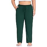 ZERDOCEAN Women's Plus Size Casual Yoga Pants Straight Leg Comfy Relaxed Joggers Lounge Pants Drawstring with Pockets
