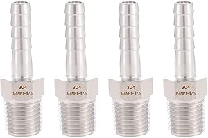 Ceaeso 304 Stainless Steel 1/4" Hose Barb to 1/4" Male NPT Home Brew Fitting Water Fuel Air，lead-free (Pack of 4)…