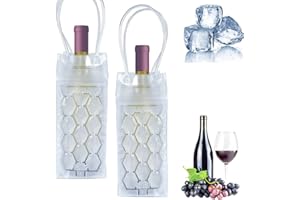 2 Pcs Wine Cooler Sleeve - Instant Cooling, Keeps Drink Cold, Ice Wine Bag, Freezer Safe, Leak-Proof Seal, Water Gel Technolo