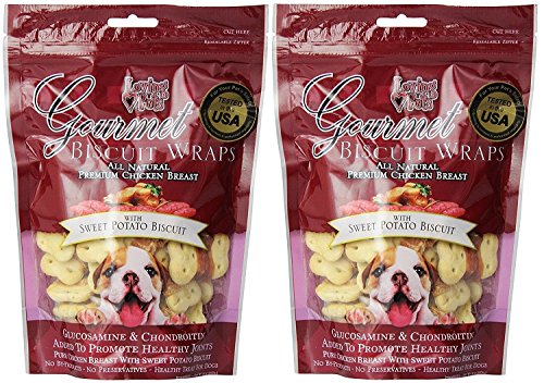 Loving PetsAll Natural Premium Sweet Potato Biscuit and Chicken Wraps with Glucosamine and Chondroitin Dog Treat Pack 2 (2 Items)