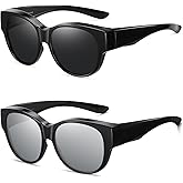 Wzerry Fit Over Sunglasses for Women, Polarized Over-Glasses Round Cat-Eye Shades with UV400 Protection