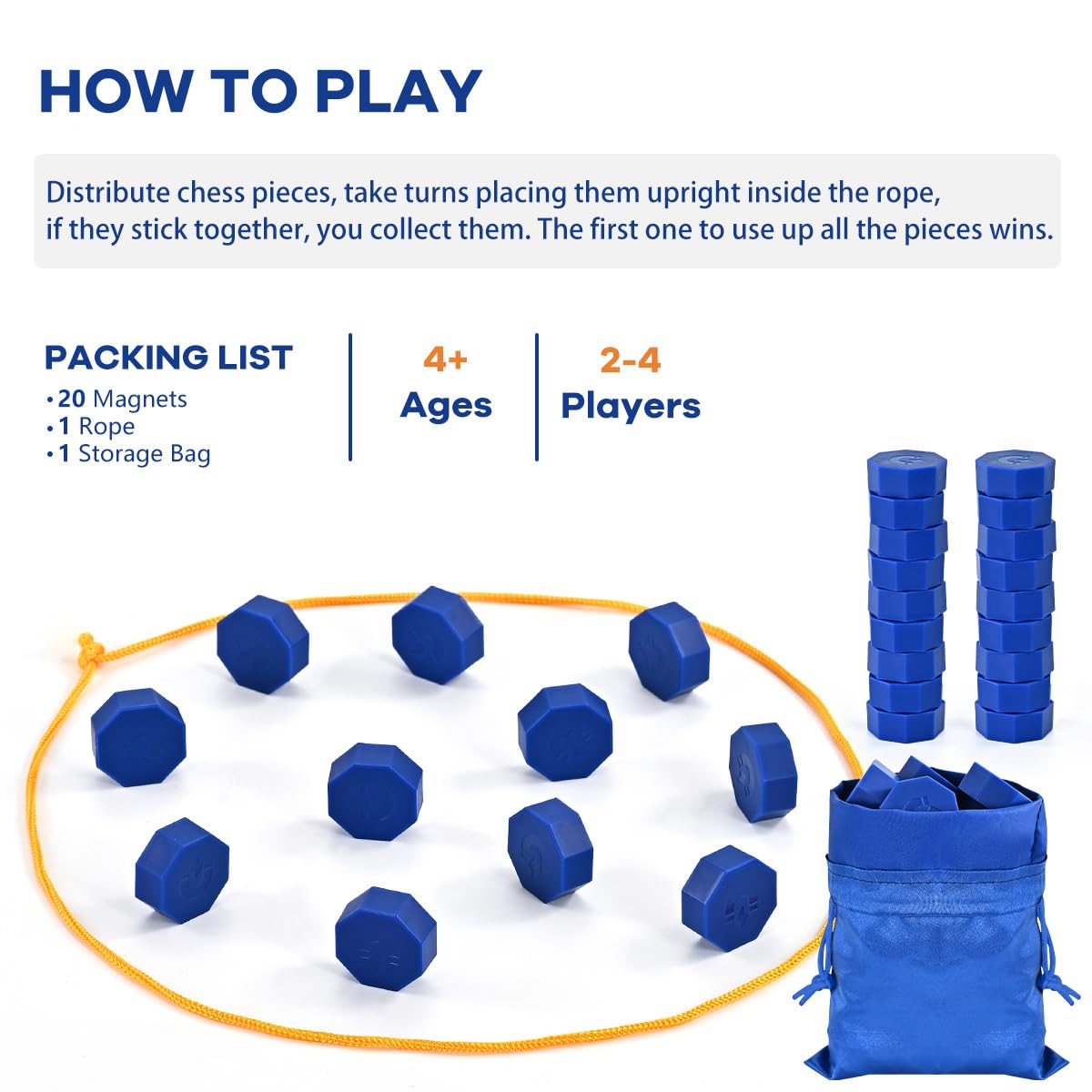 Bameca Magnet Game with String, Magnetic Chess Game for Family & Party & Travel & Camping - Puzzle Strategy Games, 2 Player Games for Kids & Adults