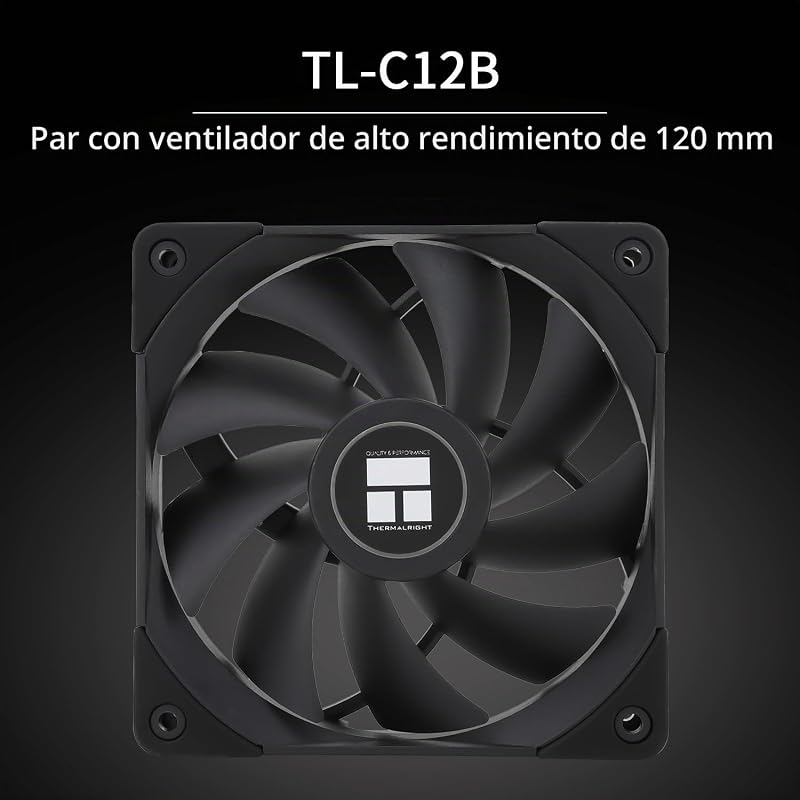 Peerless Assassin 120 Black CPU Air Cooler, 6 Heat Pipes, Dual 120mm TL-C12B PWM Fan, Aluminio Heatsink Cover, AGHP Technology, para AMD AM4 AM5/Intel LGA 1700/1150/1151/1200/2066/2011