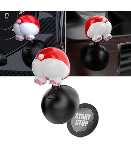 Car One-Touch Start Button With Push-to-Start Rocker Lever, Engine Start/Stop Joystick, And Full Metal Ball-bar Starter Cover For Decorative Accessories (Diamond - Red