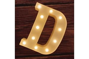 MUMUXI Marquee Light Up Letters | Large Light Up Numbers | Battery Powered and Bright with Every Letter of The Alphabet | for Wedding, Birthday, Party, Celebration, Christmas or Home Decoration (D)