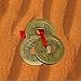 Aaradhi Chinese Feng Shui Antique Fortune I-Ching Coin Ornaments for Good Luck, Success & Prosperity/Ancient Tibetan Buddhist Wealth Charm Amulet Coins w/Hole & Red Knot – Brown, Set of 3