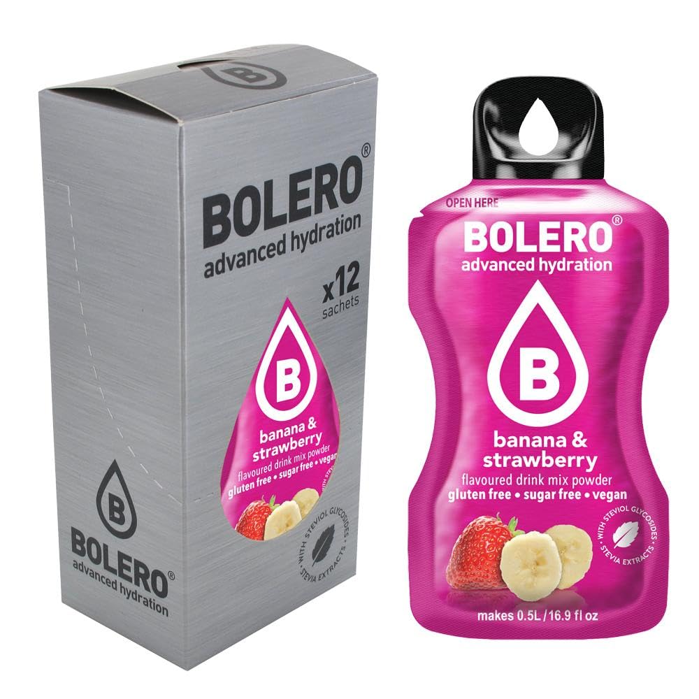 Bolero Sticks Drink, 3 g, Banana/Strawberry, 12-Count