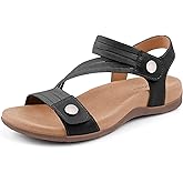 BCSTUDIO Women's Comfort Orthopedic Sandals with Arch Support Summer Walking Casual Flats Shoes