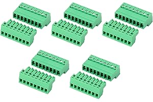 JHCBKFF 5 Set 8 Pin 3.81mm Pitch PCB Mount Screw Terminal Block Connector with 8Pin Plug,Pluggable Male and Female Connector for 28-16AWG