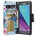 GALAXY WIRELESS for Galaxy J3 Luna Pro Case,Galaxy J3 Prime Case,J3 Eclipse,Galaxy J3 Emerge, Amp Prime 2, Express Prime 2, Sol 2/J3 2017/J3 Mission [Kickstand] Leather Wallet ID Slots, Blue Butterfly