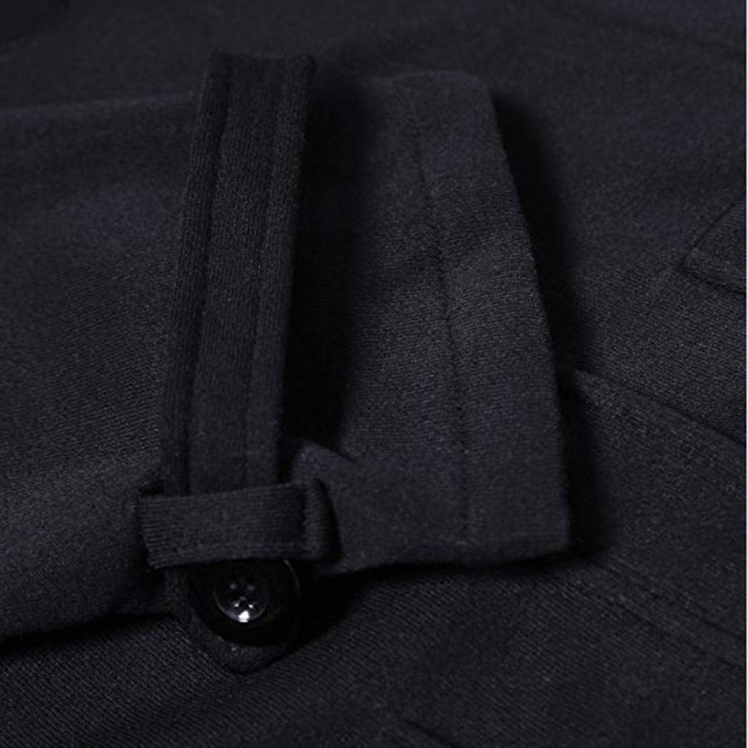 FastDirect Women Outdoor Hooded Horn Leather Buckle Solid Coat Outwear Coats Black