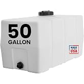 RomoTech 82123919 50 Gallon Square Polyethylene Water Storage Tank | Translucent Rustproof Tank With Molded Level Marks, Large Fill Opening And Tie-Down Channels For Secure Mobile Transport
